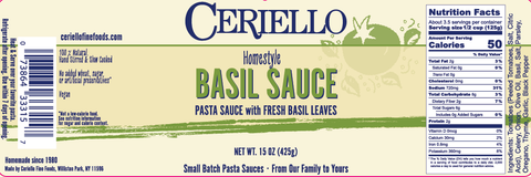 Ceriello Homemade Basil Sauce