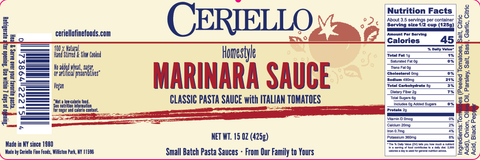 Ceriello Homemade Marinara Sauce