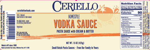 Ceriello Homemade Vodka Sauce