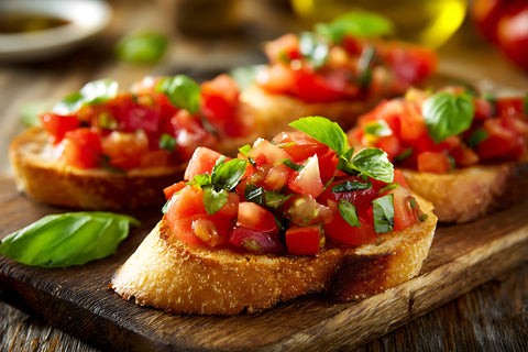 Fresh Italian Bruschetta with Basil Sauce