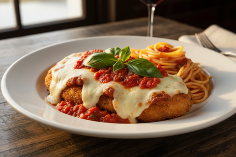 Classic Chicken Parmigiana with Rustic Marinara Sauce