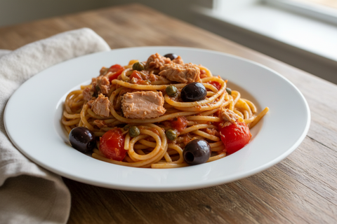 Zesty Tuna Pasta in Puttanesca Sauce