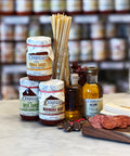 Ceriello pasta sauces, pasta, dressing, cherry peppers, Italian chocolates, salami and cheese