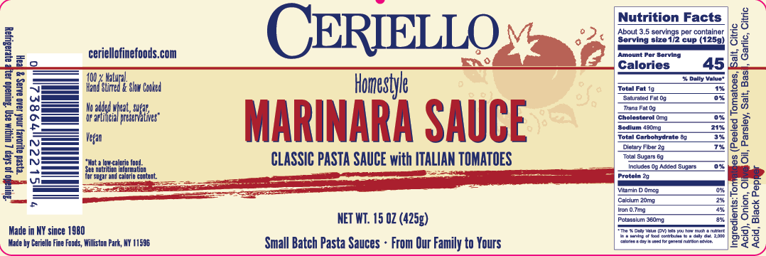 Ceriello Homemade Marinara Sauce