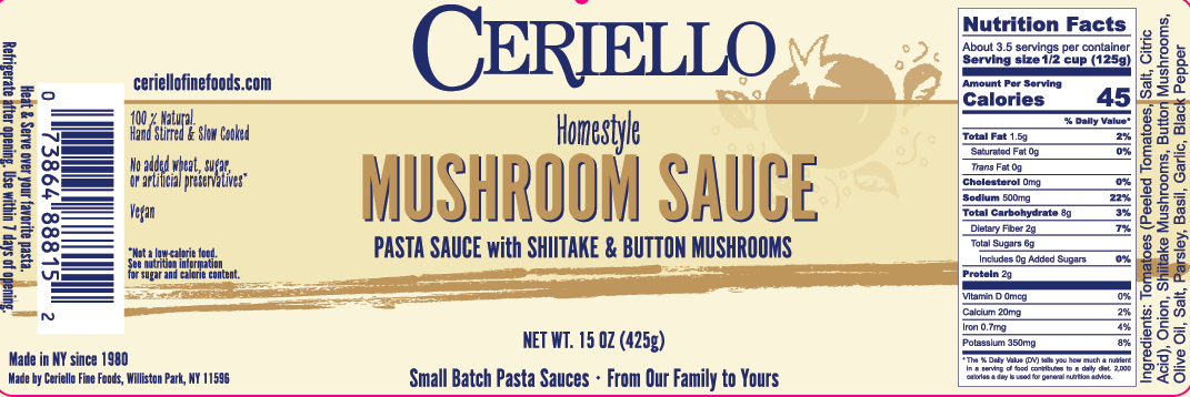 Ceriello Homemade Mushroom Sauce