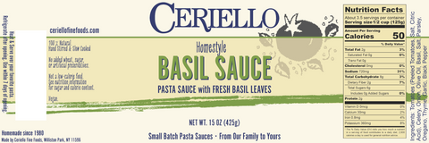 Ceriello Homemade Basil Sauce